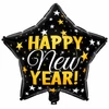 Kép 1/2 - Happy  new year  fekete csillag fólia lufi 57 cm x 70 cm 