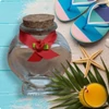 Kép 3/4 - Szív alakú üveg  - piros díszítéssel , rózsával  -