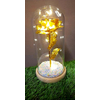 Kép 1/2 - Fém rózsa üvegbúrában,arany ,led világítással, 16 cm