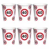 Kép 1/2 - 40 -s sebességkorlátozó számos szülinapi papír pohár , 250 ml,10 db-s