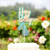 Kép 2/2 - Kék Happy Birthday tüllös beszúró tortadísz