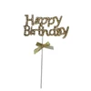 Kép 1/3 - Happy Birthday arany strasszkövekkel dísziíett torta dekoráció