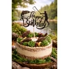 Kép 2/2 - Happy Birthday horgász tortabeszúró fekete – horgász tortadísz