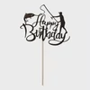 Kép 1/2 - Happy Birthday horgász tortabeszúró fekete – horgász tortadísz