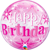 Kép 1/3 - Happy birthday 56cm bubbles léggömb rózsaszín