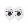 Kép 1/2 - Elegáns gratulálunk ballagási latex lufi szett – fehér, minimalista design, 5 db
