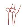 Kép 1/2 - Szív alakú piros szívószál, 3 db