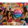 Kép 2/2 - Szivárvány Happy Birthday fólia lufi – 45 cm
