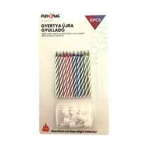 Elfújhatatlan gyertya, 10 db - tartóval