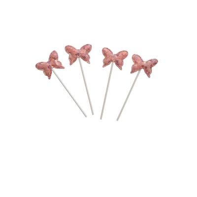 Pillangó torta beszúró, 11 cm – 4 db rózsaszín