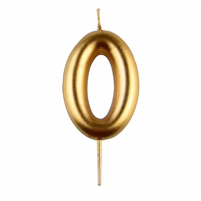 0-ás arany króm számgyertya , 6 cm