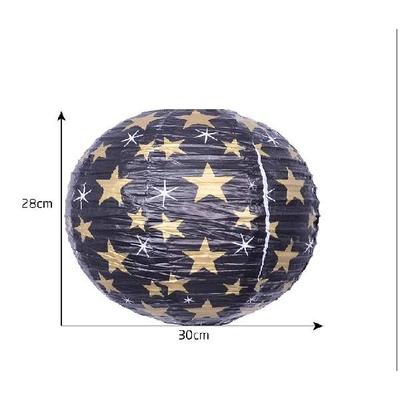 Lampion fekete-arany csillagos 30 cm