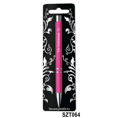 Gravírozott színes golyóstoll 13,6 cm - Kis Unokámnak- pink