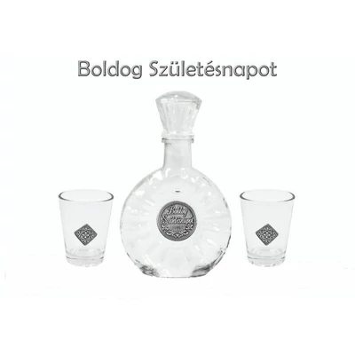 Óncímkés Pálinkás készlet 0, 2l palack + 2 pohár Boldog Születésnapot - óncímkés pálinkás készlet