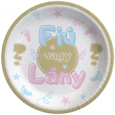 Fiú vagy lány party tányér, 8 db 23 cm