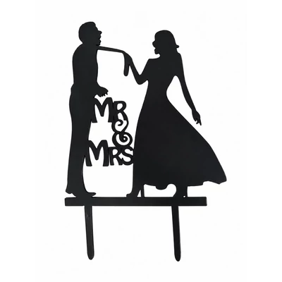 Mr és Mrs - fekete alakos - torta dekoráció