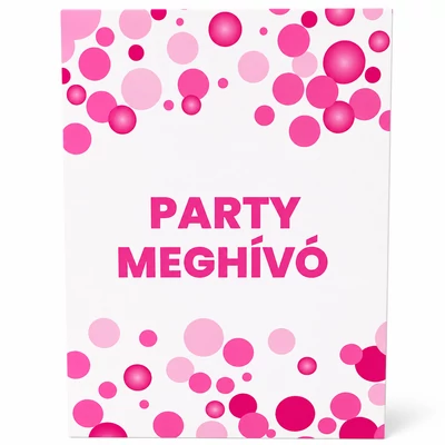Party meghívó   - rózsaszín konfetti mintás - 1 db