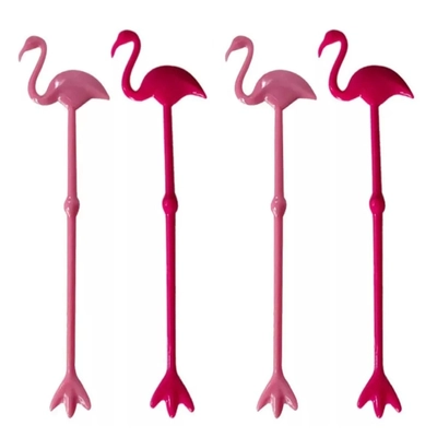 Flamingós koktélkeverő pálca, 4 db