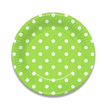 Lime ,pöttyös papír tányér 10 db 18 cm
