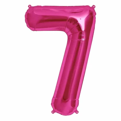 7-es, 110 cm-es szám formájú óriás fólia lufi pink
