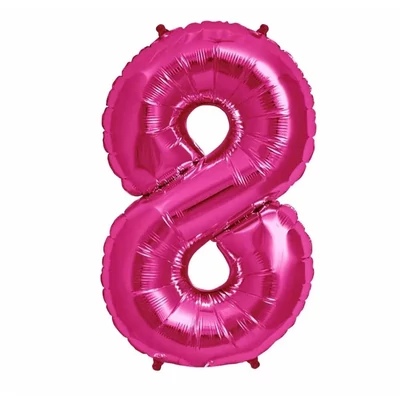8-as 110 cm-es szám formájú óriás fólia lufi pink