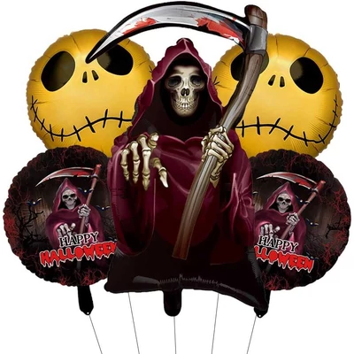 Halloween 5 db fólia lufi csomag-Kaszás -