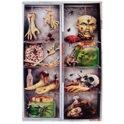 Halloween üvegdekor, véres testrészek