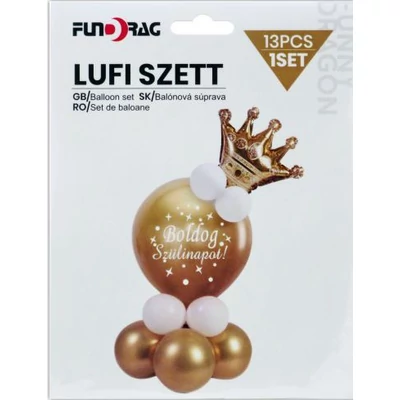 Arany színű koronás lufi