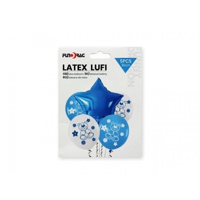 Kék macis lufiszett 5 db  30 cm 