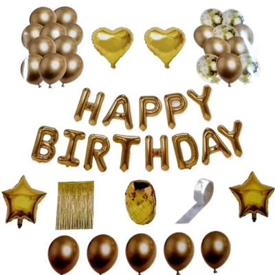 Arany lufi szett Happy Birthady csomag- 38 db