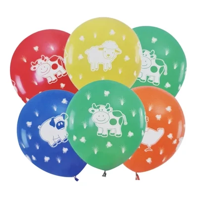 Farm állatai latex lufi, 6 db - 30 cm 