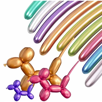 Modellező  metál latex lufi 20 db  ajándék  lufi pumpával