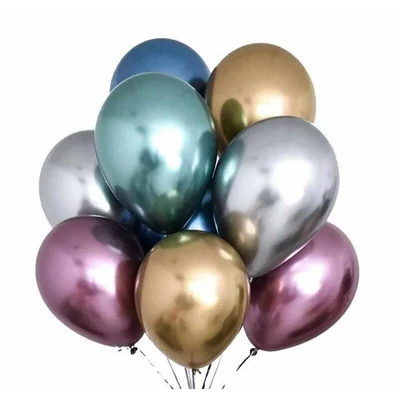 Metál színű latex lufi  25 db  30 cm -vegyes színek -