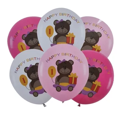 Happy birthday macis latex lufi 1 éves kislányos  6 db 