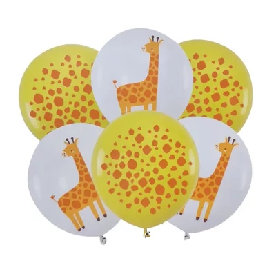 Zsiráf mintás latex lufi, 30 cm - 6 db 