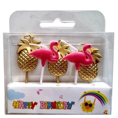 Flamingó ananász gyertya, 5 db