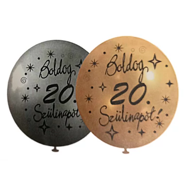 Boldog szülinapot 20 éveseknek latex lufi -arany ,ezüst-