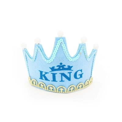  Világító korona + hajráf / KING felirattal, kék