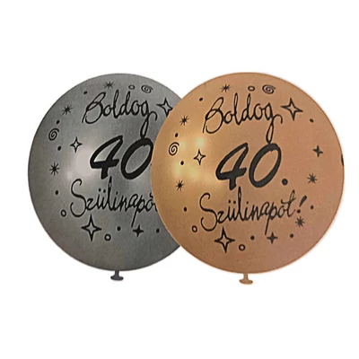 Boldog szülinapot 40 éveseknek  latex lufi -arany ,ezüst-