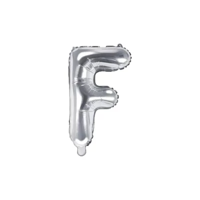 Ezüst F betű fólia lufi, 41 cm