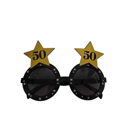 Party szemüveg 50-s, fekete- arany