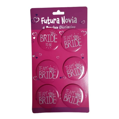 Team Bride pink színű kitűző, 6 db 