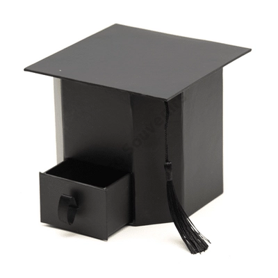 Diploma kalap fekete, bojttal fiókkal  díszdoboz