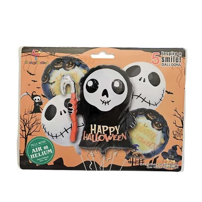 Happy Halloween szellemes fólia lufi szett, 5 db 