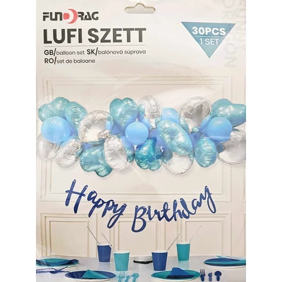 Kék - Ezüst , lufiszett 30 db 