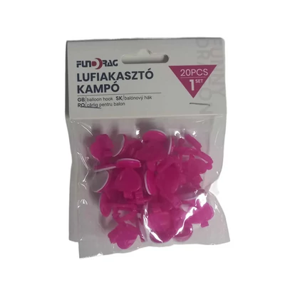 Lufi akasztó kampó pink színű öntapadós, 20db