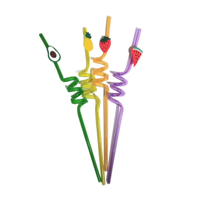 Spirálos szívószálak 4 db -gyümölcsös-