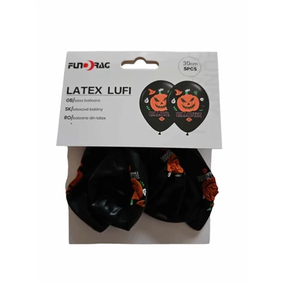 Fekete színű, tök díszes latex lufi
