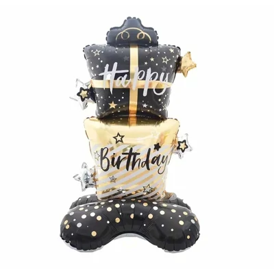 Talpas fólia lufi -Happy Birthday, arany - fekete