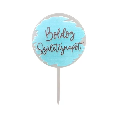 Boldog születésnapot kerek tortabeszúró - Kék - 